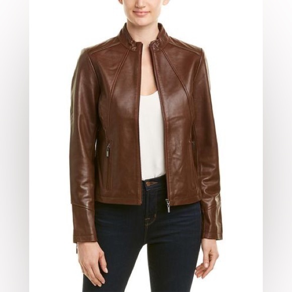 J. McLaughlin Jackets & Coats J Mclaughlin Racer Brown Leather